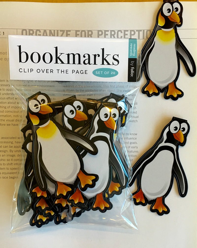 Folio Penguin Bookmarks Bulk Animal Clip Bookmarks for Students Kids Teens Girls Boys Pack of 20 Funny Reading Incentives and Awards Reading Programs Birthday Party Favors Classroom Prizes - Image 1